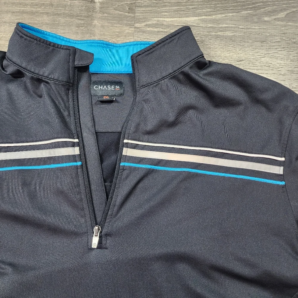 CHASE 54 Pullover Quarter Zip Black Blue Men's 2XL